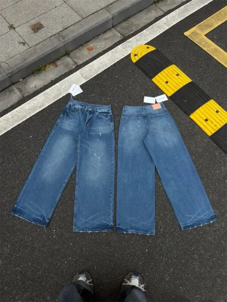 Acne Studios Wide-Leg Distressed Jeans Black Wash - 27