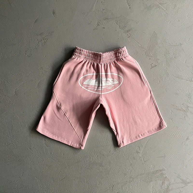 Design Graphic Print Pink Sweat Shorts - 1