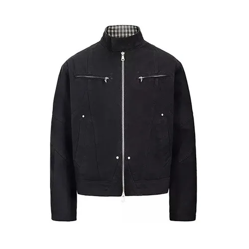 Burberry Check-Trimmed Cotton Twill Jacket Black - 1