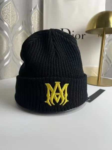 Amiri Script Logo Black Knit Beanie - 15