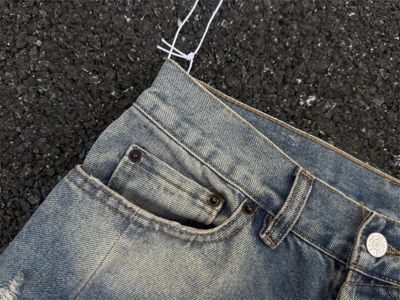 Design Wide-Leg Distressed Washed Denim Jeans - 8