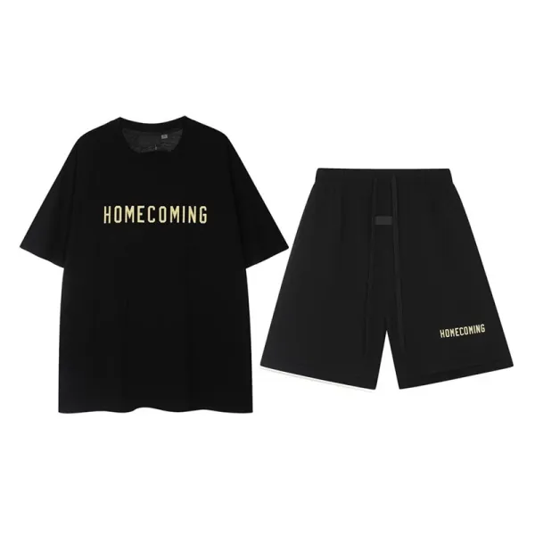 Homecoming Logo Print Black Oversized T-Shirt and Shorts Set - 1