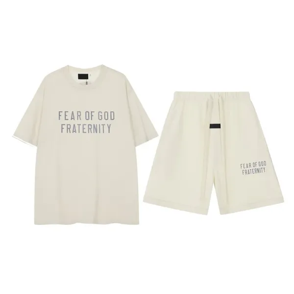 Fear of God Fraternity Off-White T-Shirt and Shorts Set - 1