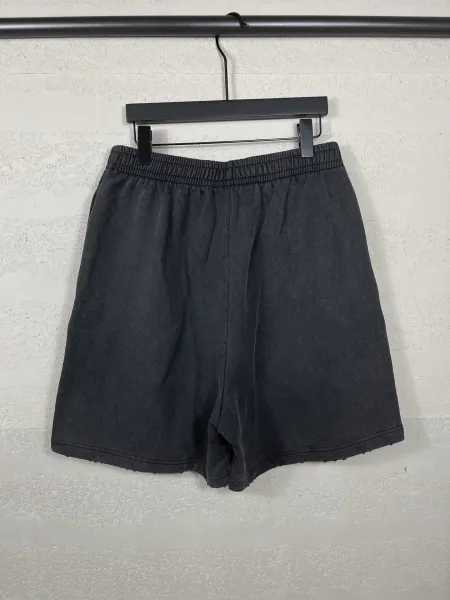 Balenciaga Logo-Embroidered Black Sweat Shorts - 25