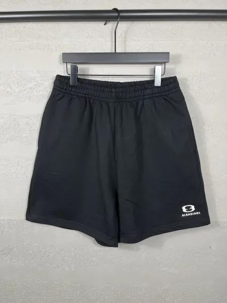 Balenciaga Logo-Embroidered Black Sweat Shorts - 38