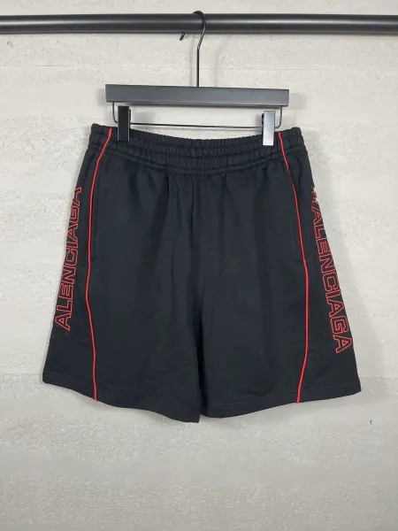 Balenciaga Logo-Embroidered Black Sweat Shorts - 42