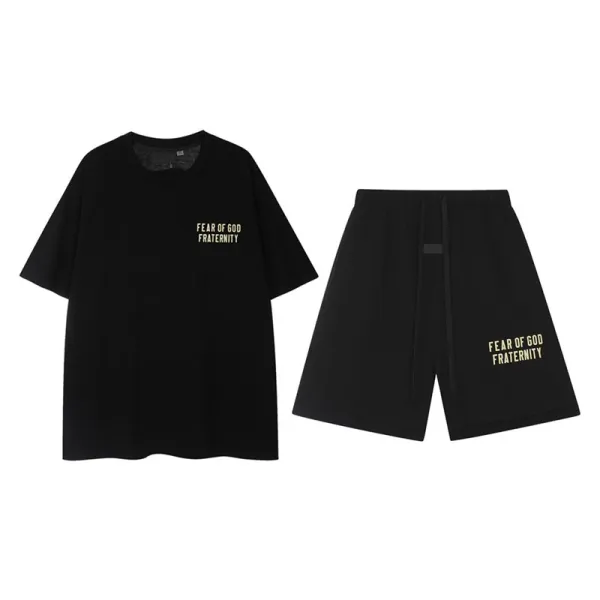 Fear of God Fraternity Black Oversized T-Shirt and Shorts Set - 1