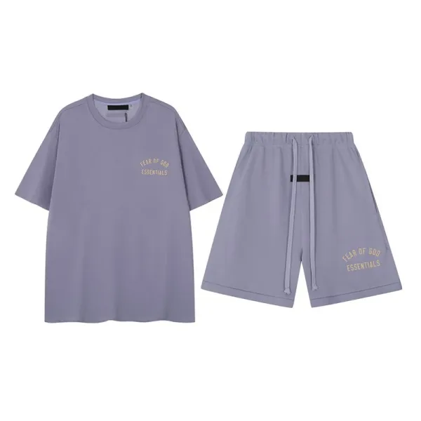 Fear of God Essentials Lavender Logo Set T-Shirt and Shorts - 1