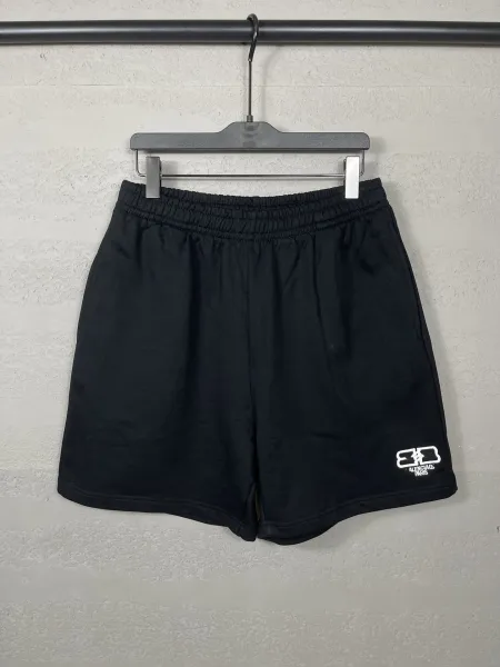 Balenciaga Logo-Embroidered Black Sweat Shorts - 36