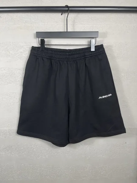 Balenciaga Logo-Embroidered Black Sweat Shorts - 45