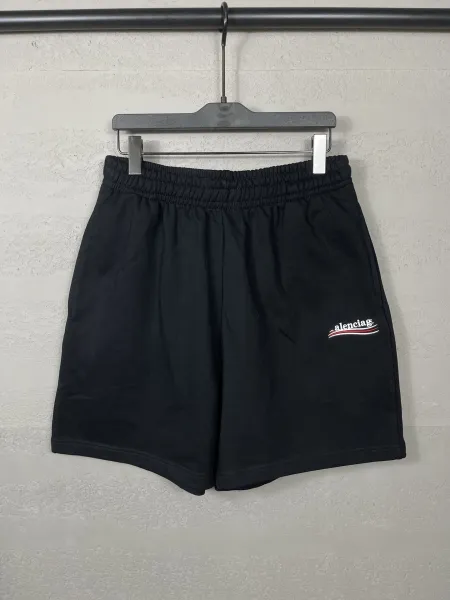 Balenciaga Logo-Embroidered Black Sweat Shorts - 1