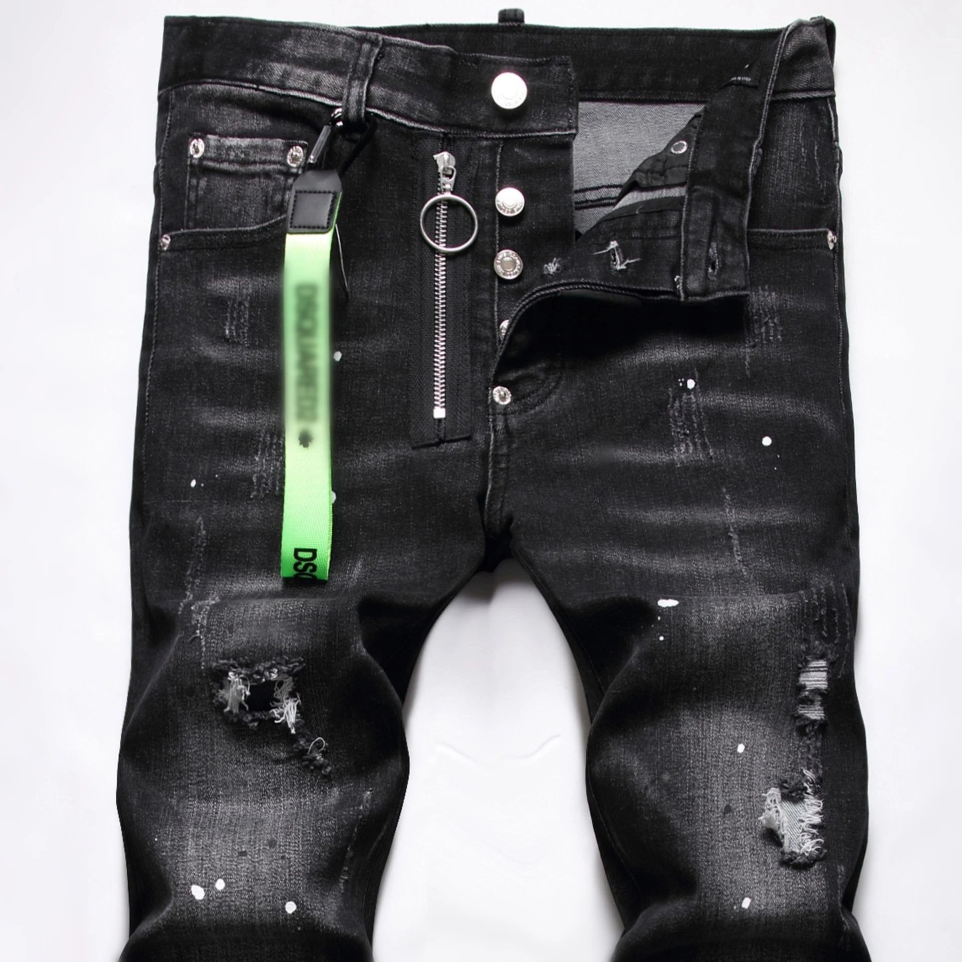 Dsquared2 Paint Splatter Distressed Black Jeans - 7
