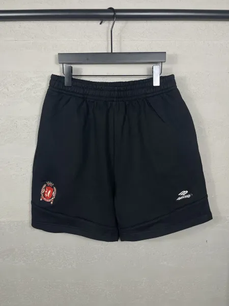 Balenciaga Logo-Embroidered Black Sweat Shorts - 14