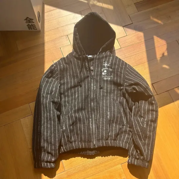 Stüssy Pinstripe Zip-Up Hoodie Black - 1
