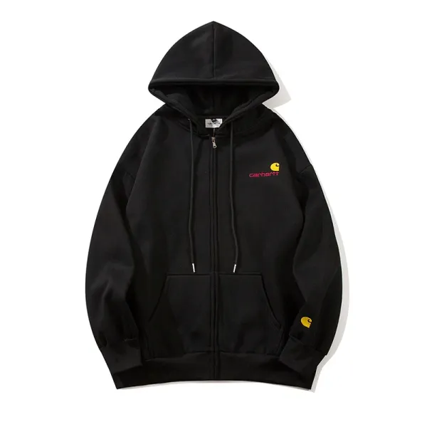 Carhartt WIP Script Logo Zip-Up Hoodie Black - 1