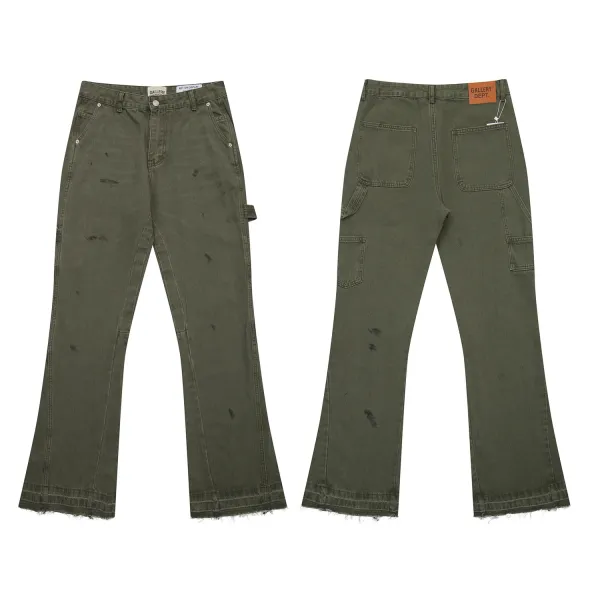 Gallery Dept. Distressed Cargo Flare Pants Army Green - 1