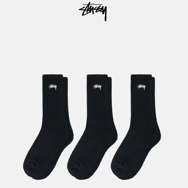 Stussy Classic Logo Socks Black - 1