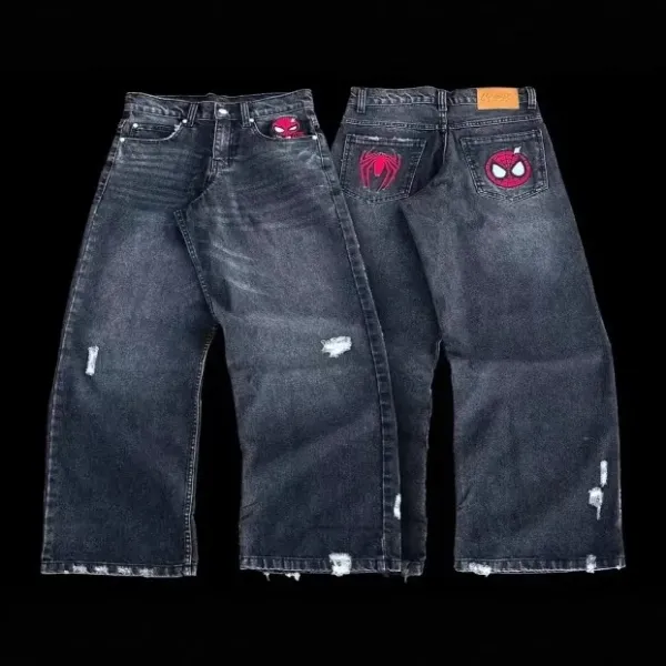 Spider-Man x Design Patchwork Distressed Wide-Leg Jeans - 23