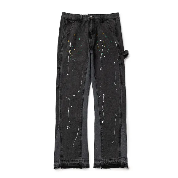 Gallery Dept. Distressed Flare Paint-Splatter Patchwork Denim Jeans - 38