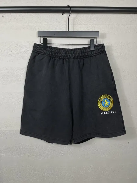 Balenciaga Alenciac Crest Embroidered Shorts Black - 1