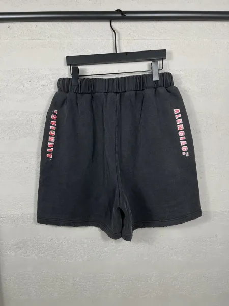 Balenciaga Logo-Embroidered Black Sweat Shorts - 17