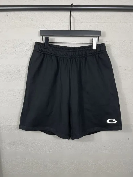 Balenciaga Logo-Embroidered Black Sweat Shorts - 32
