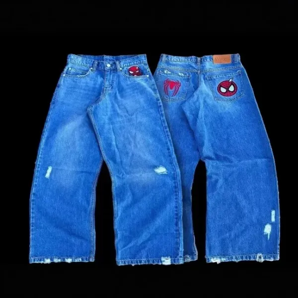 Spider-Man x Design Patchwork Distressed Wide-Leg Jeans - 24