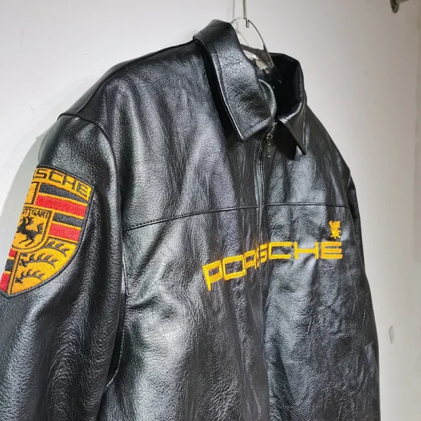 Aimé Leon Dore x Porsche Leather Racing Jacket Red - 7