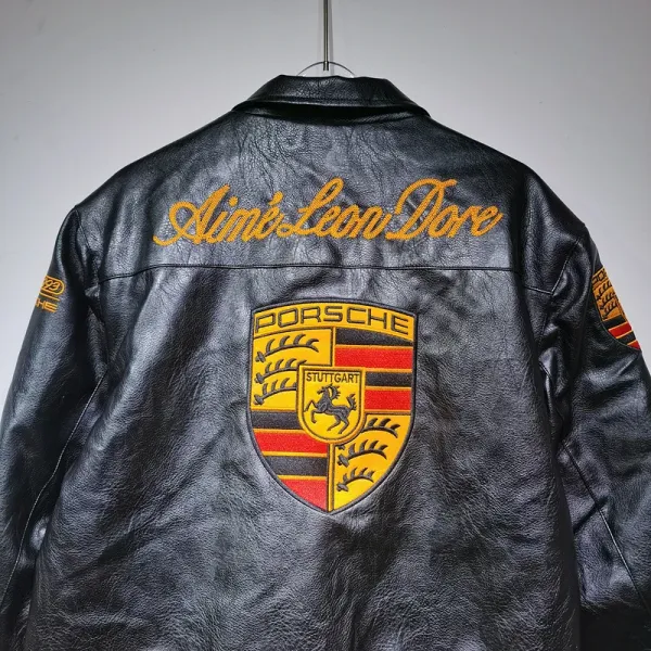 Aimé Leon Dore x Porsche Leather Racing Jacket Red - 10