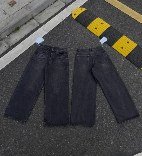 Acne Studios Wide-Leg Distressed Jeans Black Wash - 25