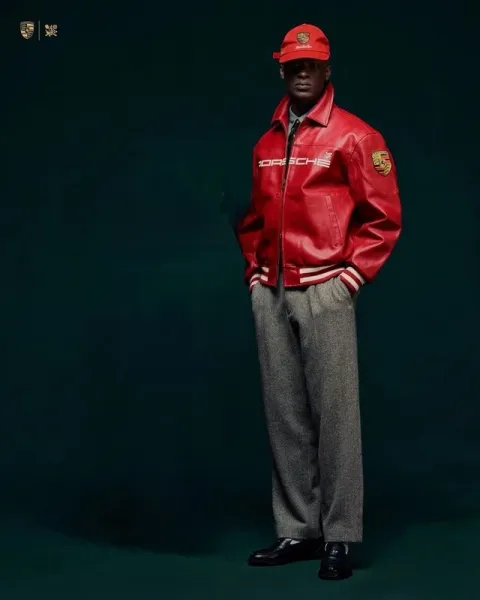 Aimé Leon Dore x Porsche Leather Racing Jacket Red - 19