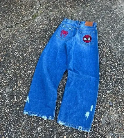 Spider-Man x Design Patchwork Distressed Wide-Leg Jeans - 1