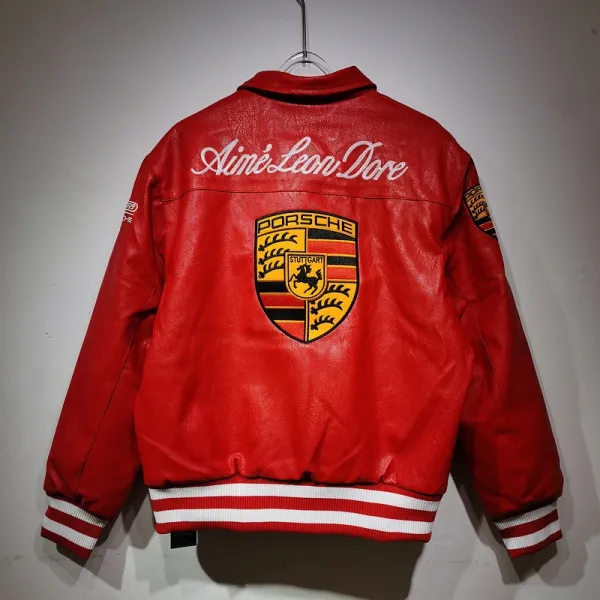 Aimé Leon Dore x Porsche Leather Racing Jacket Red - 1