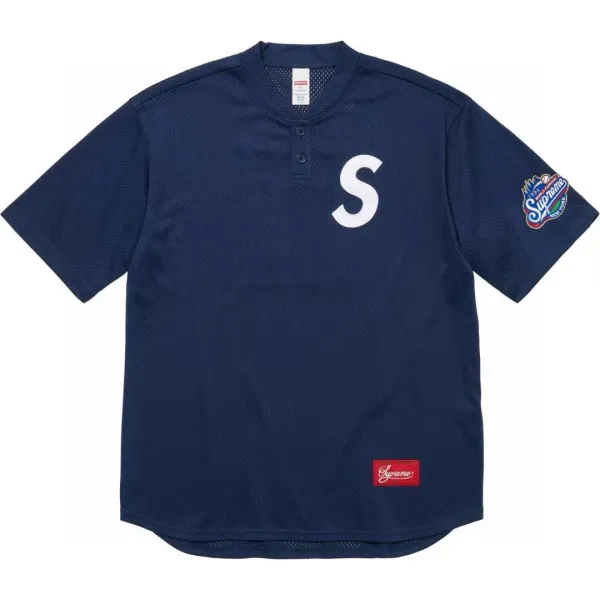 Supreme Mesh Baseball Jersey Navy - 1