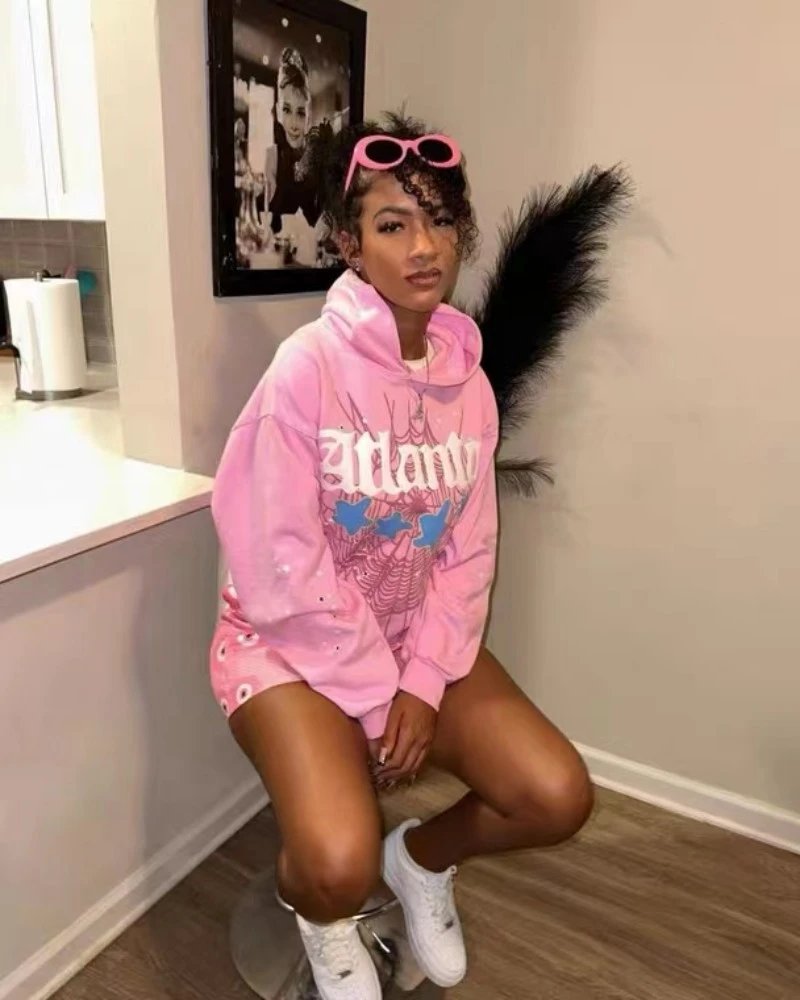 Spider P*ok! Spiderweb Graphic Hoodie Pink - 9