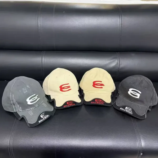 Balenciaga Logo Embroidered Beige Baseball Cap - 9