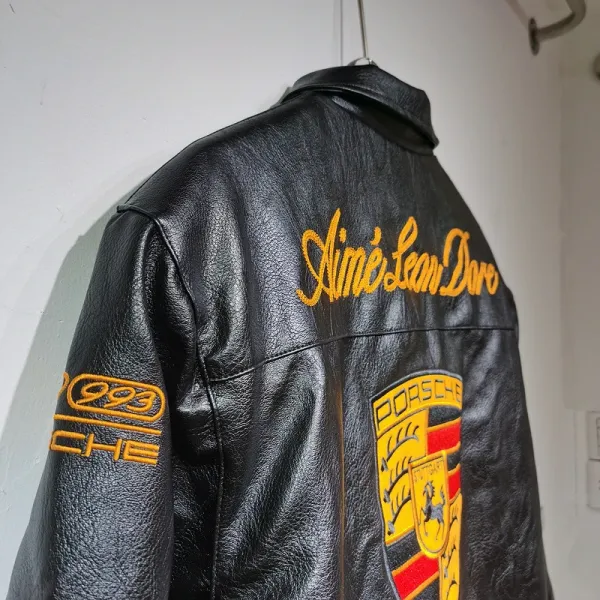 Aimé Leon Dore x Porsche Leather Racing Jacket Red - 14