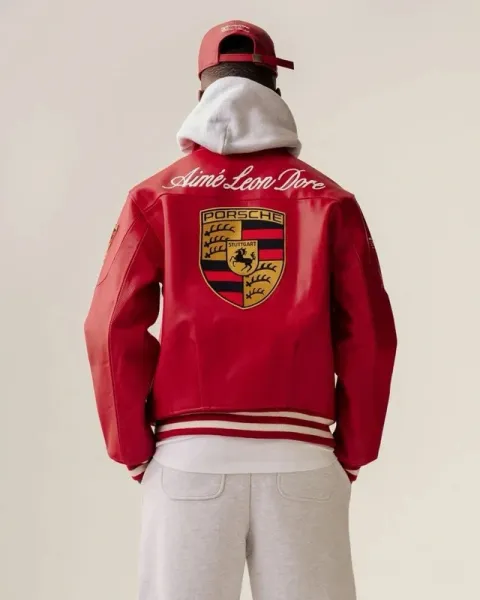Aimé Leon Dore x Porsche Leather Racing Jacket Red - 17