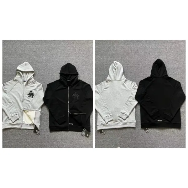 Chrome Hearts Zip-Up Hoodie Black and Gray - 1