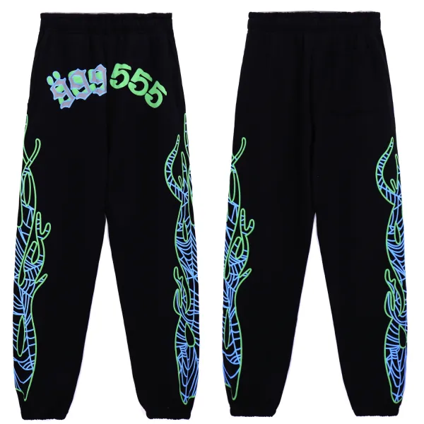 999555 Flame Webbing Sweatpants Black - 1