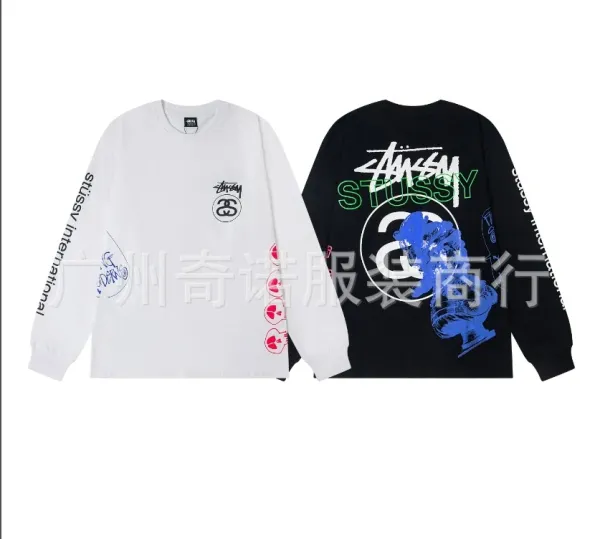Stüssy International Long Sleeve T-Shirt White and Black - 1