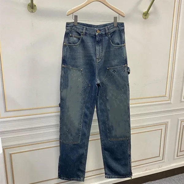 Louis Vuitton Monogram-Embellished Patchwork Denim Jeans - 1