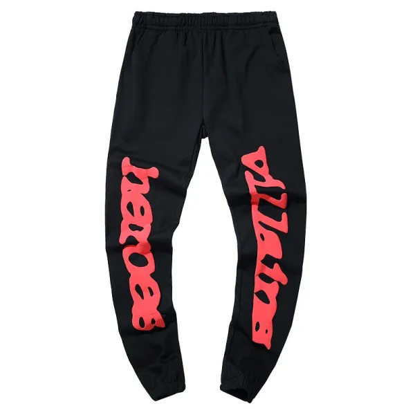 Off-White™ Diagonal Script Sweatpants Black with Neon Red Print - 1