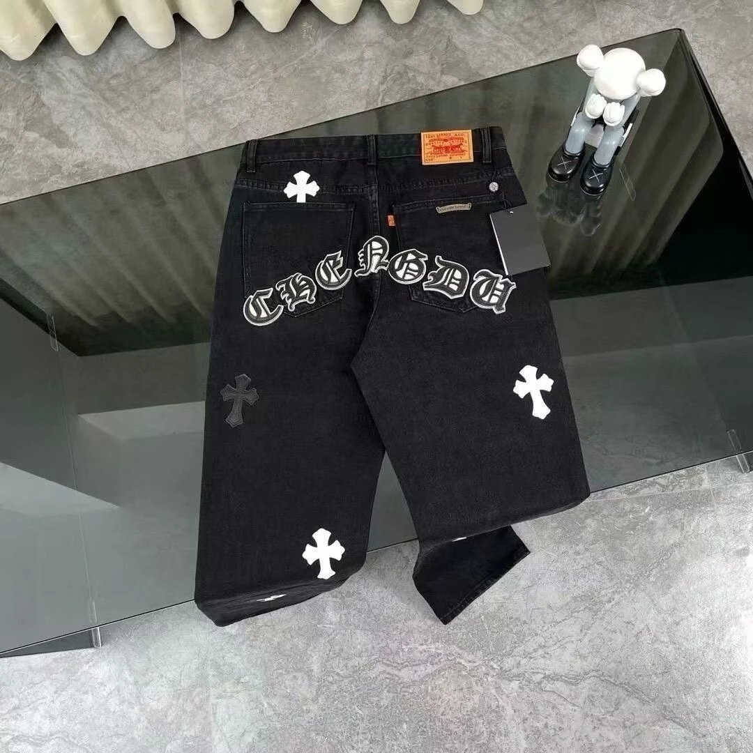 Corteiz Cross Logo Embroidered Black Denim Jeans - 13