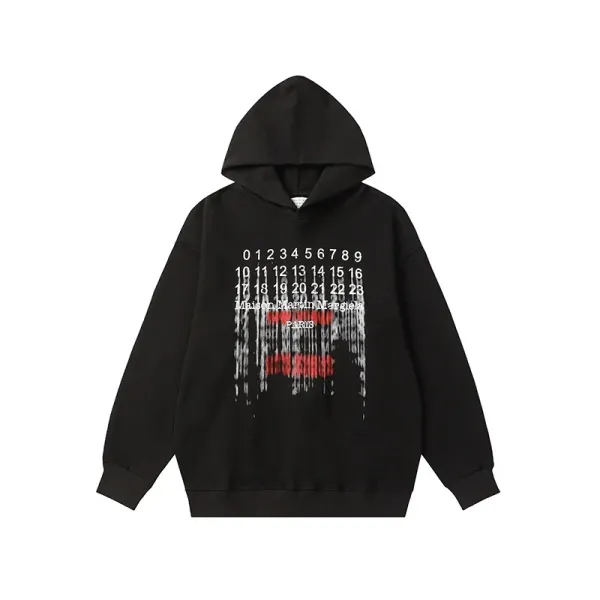 Maison Margiela Tabi Numeric Print Black Hoodie - 1