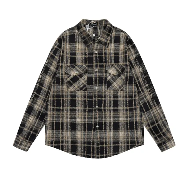 Chrome Hearts Cross Embroidered Plaid Shirt Red - 7
