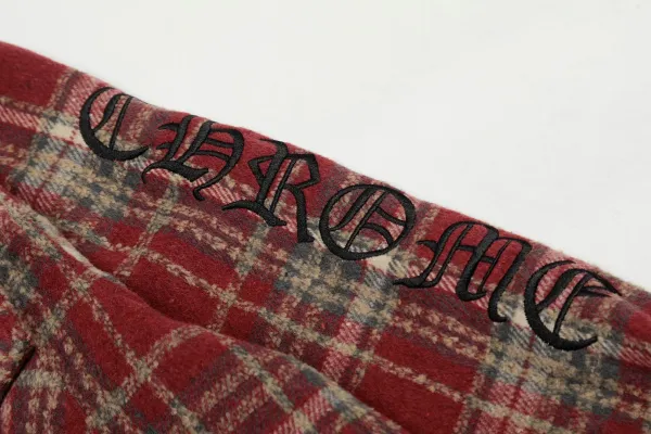 Chrome Hearts Cross Embroidered Plaid Shirt Red - 20
