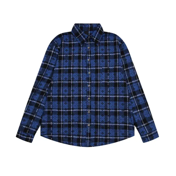 Chrome Hearts Cross Embroidered Plaid Shirt Red - 34