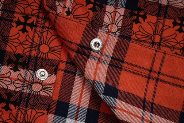 Chrome Hearts Cross Embroidered Plaid Shirt Red - 42