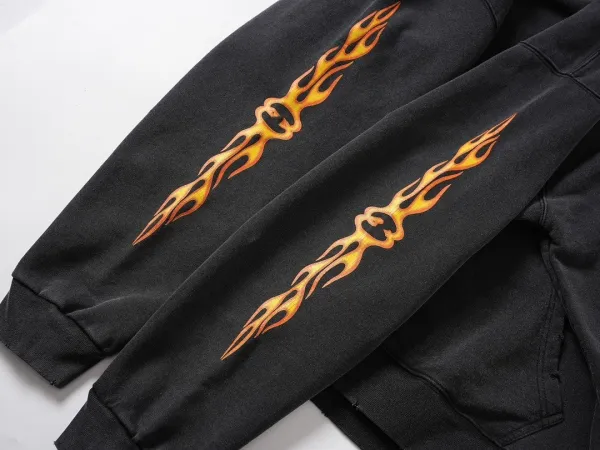 Balenciaga Flame Logo Hoodie Black - 9